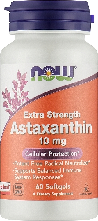 Антиоксидант "Астаксантин", капсули, 10 мг - Now Foods Astaxanthin Extra Strength — фото N1