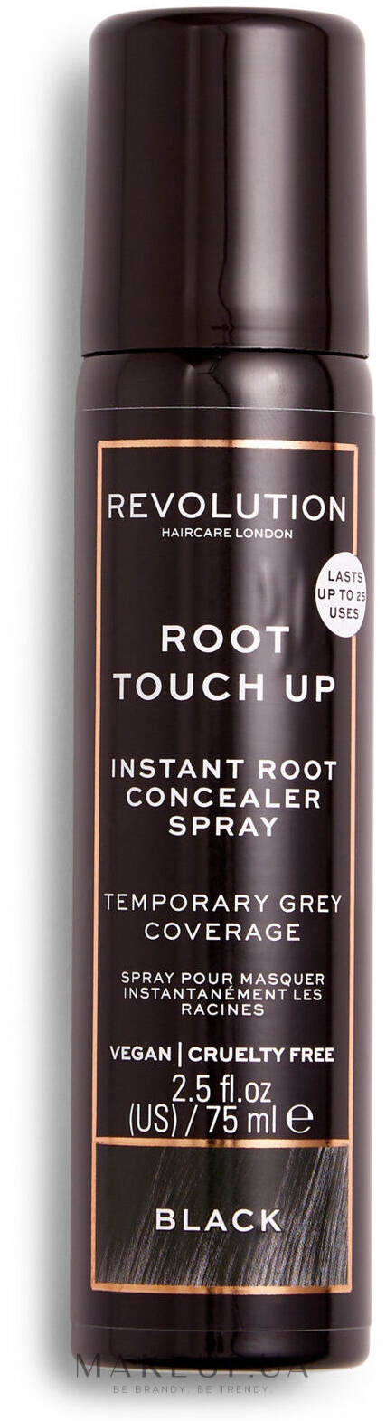 Спрей-корректор для отросших корней - Makeup Revolution Haircare Root Touch Up Spray — фото Black