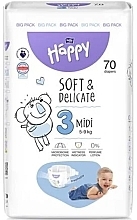 Духи, Парфюмерия, косметика Детские подгузники 5-9 кг, размер 3 Midi, 70 шт - Bella Baby Happy Soft & Delicate