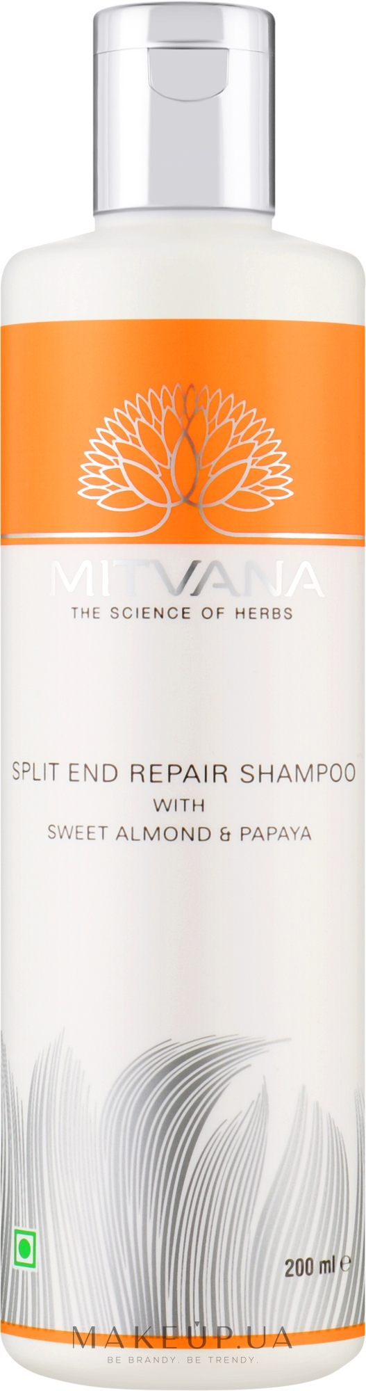 Шампунь для відновлення посічених кінчиків волосся, із солодким мигдалем і папаєю - Mitvana Split End Repair Shampoo — фото 200ml