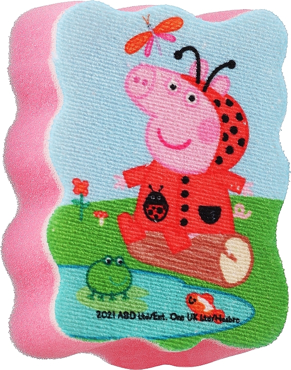 Мочалка банная детская "Свинка Пеппа", Пеппа в костюме божьей коровки, розовая - Suavipiel Peppa Pig Bath Sponge — фото N1