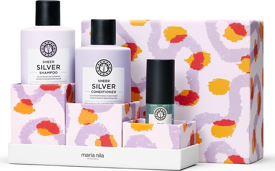 Набор - Maria Nila Sheer Silver Gift Box (shamp/350ml + cond/300ml + h/oil/30ml) — фото N1