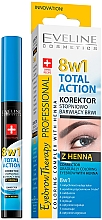 Корректор для бровей с окрашивающим эффектом - Eveline Cosmetics 8in1 Total Action Eyebrow Corrector With Henna — фото N1