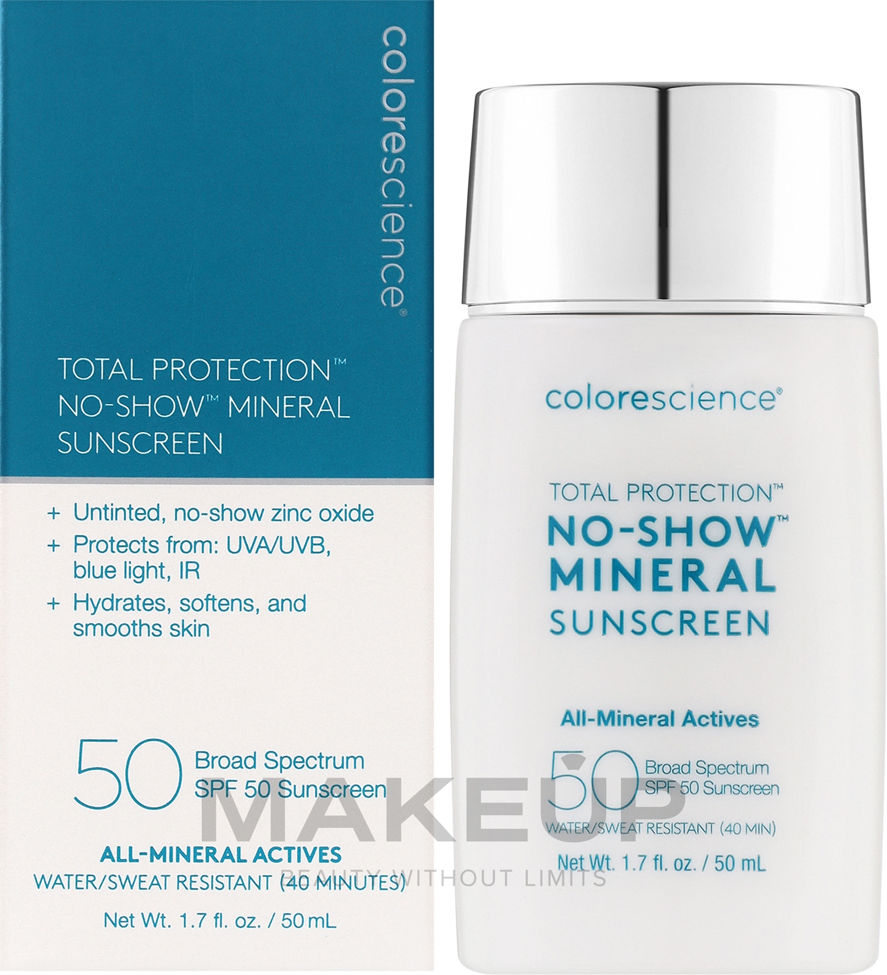 Прозрачный минеральный солнцезащитный флюид - Colorescience Total Protection No-Show Mineral Sunscreen SPF 50 — фото 50ml