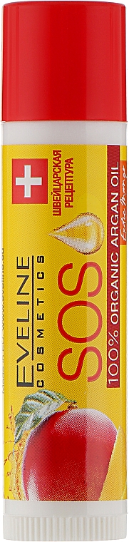Відновлювальний бальзам для губ "Екзотичне манго" - Eveline Cosmetics Argan Oil Sos Exotic Mango