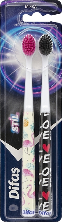 Набір зубних щіток "Soft", фламінго + любов - Difas Stil — фото N1