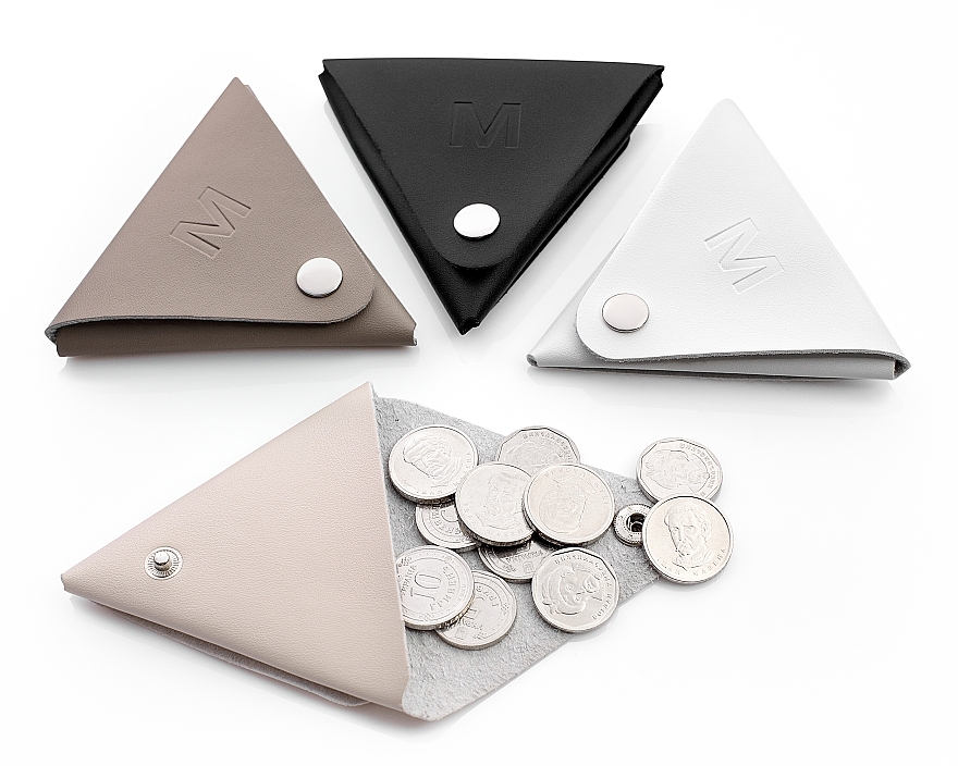 Кошелек-монетница для мелочей, бежевый “Triangle” - MAKEUP Triangle Coin-Purse Pu Leather Beige — фото N4