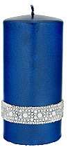 Декоративна свічка 7х14 см, синя - Artman Crystal Opal Pearl — фото N1