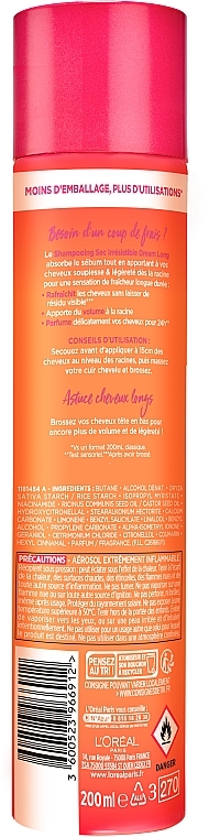 УЦЕНКА Сухой шампунь для длинных волос, склонных к жирности - L'Oreal Paris Elseve Dream Long * — фото N2