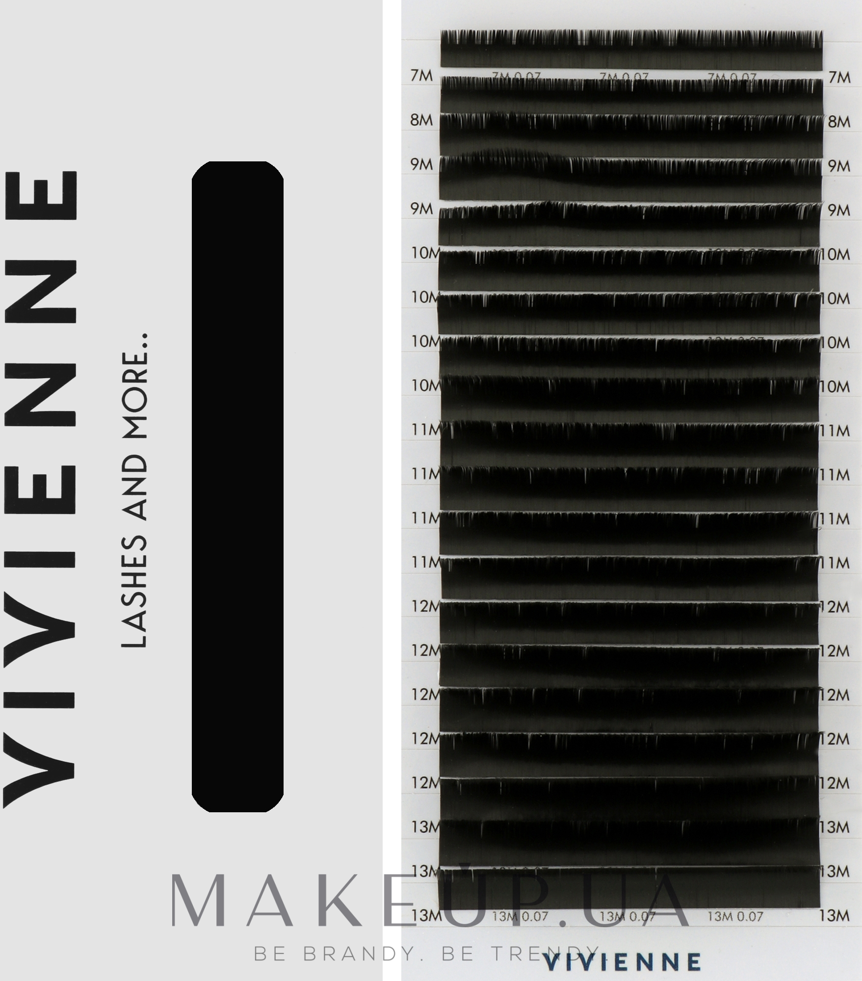 Накладні вії "Elite", чорні, 20 ліній (mix, 0.07, M, (7-13)) - Vivienne — фото 1уп