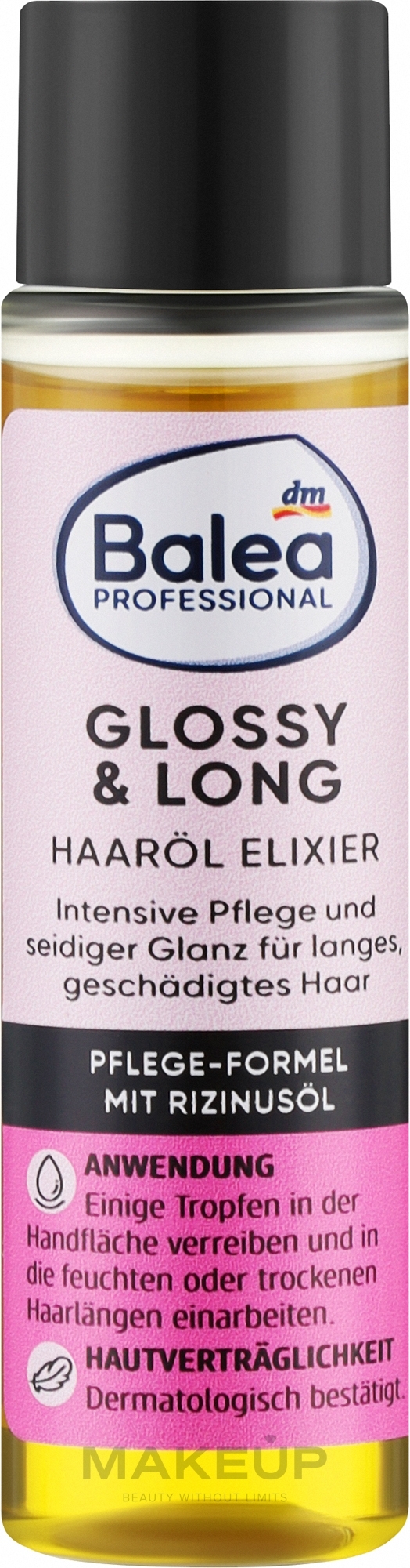 Олійний еліксир для довгого, пошкодженого і тьмяного волосся - Balea Glossy & Long Hair Elixier — фото 20ml