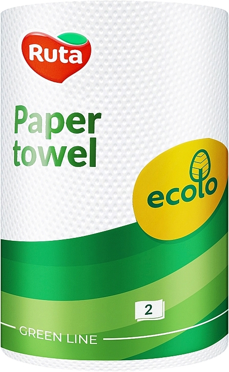 Паперові рушники "Ecolo", 120 відривань, 2 шари, білі - Ruta