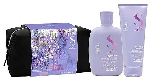 Подарочный набор в косметичке - Alfaparf Holiday Set Smooth 2024 (shm/250ml + cond/200ml + cosm/bag/1szt) — фото N1