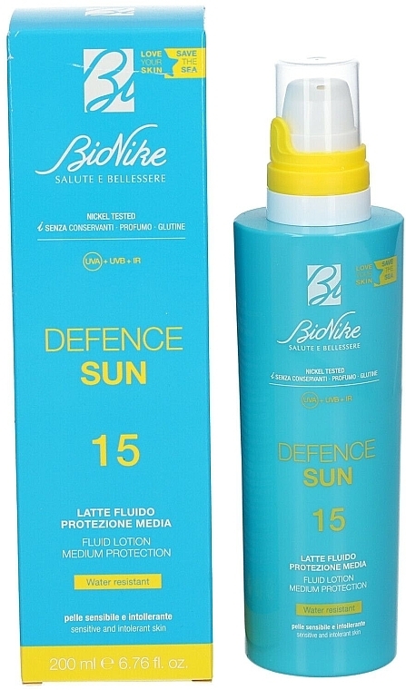 Сонцезахисний флюїд-лосьйон для тіла - BioNike Defence Sun SPF15 Fluid Lotion Water Resistant — фото N2