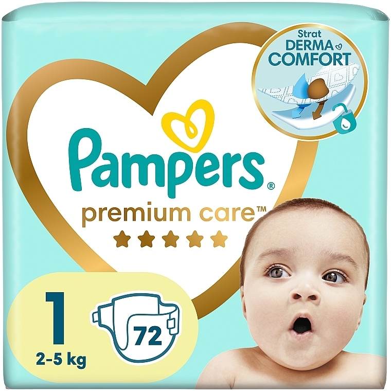 Підгузки Premium Care 1 (2-5 кг), 72 шт. - Pampers — фото N1