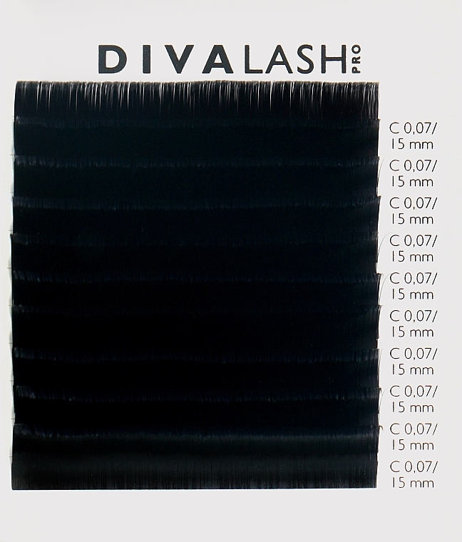 Вії С 0.07 (15мм), 10 ліній - Divalashpro — фото N1