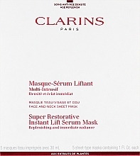 Духи, Парфюмерия, косметика Восстанавливающая тканевая маска для лица и шеи с эффектом лифтинга - Clarins Restorative Instant Lift Serum Mask