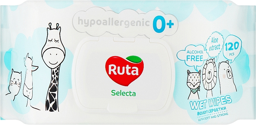 Влажные салфетки для детей Hypoallergenic 0+, 120 шт. - Ruta Selecta