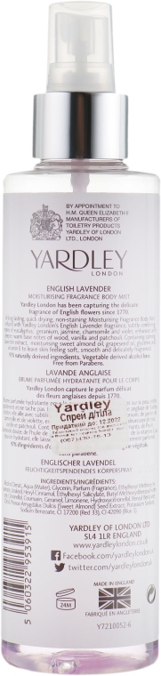 Спрей для тіла - Yardley English Lavander Body Mist — фото N2