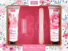 Духи, Парфюмерия, косметика Набор - Xpel Marketing Ltd Cherry Blossom & Peony Hand Care Duo (h/cr/2x50 ml + brush + file)