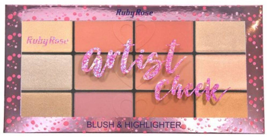 Палитра румян с иллюминатором - Ruby Rose Artist Cheek Blush Palette