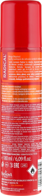 Сухий шампунь-кондиціонер для пошкодженого волосся - Farmona Radical Dry Shampoo — фото N2