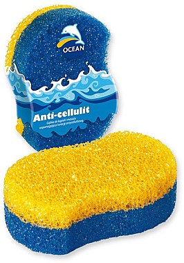 Губка массажная для купания "Anti-Cellulit", желто-синяя - Ocean — фото N1