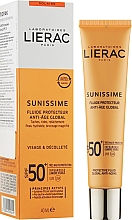Сонцезахисний тонізувальний флюїд для обличчя SPF50 - Lierac Sunissime Energizing Protective Fluid Global Anti-Aging — фото N2
