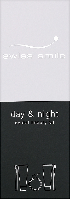 Набор для восстановления и отбеливания зубов «День и Ночь» - Swiss Smile Day & Night Dental Beauty Kit (toothpast/75ml + toothbrush/1шт + toothpast/75ml + toothbrush/1шт + dental tape/1шт) — фото N2
