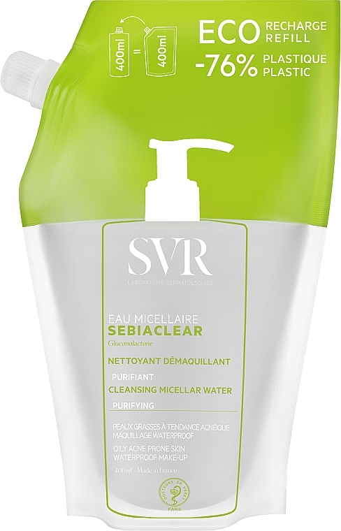 Очищувальна міцелярна вода - SVR Sebiaclear Purifying Cleansing Water (дой-пак) — фото N1