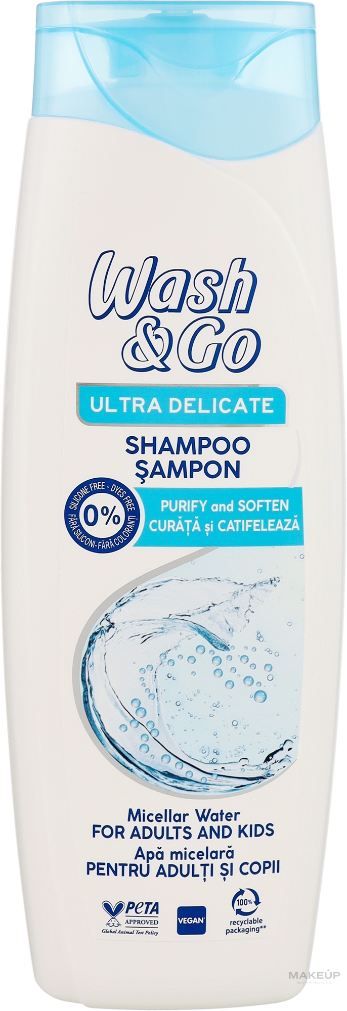 Шампунь на мицеллярной воде для всех типов волос - Wash&Go Ultra Delicate Shampoo With Micellar Water — фото 360ml