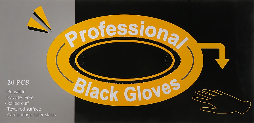 Рукавички з латексу "Professional Black", середні - Comair — фото N1