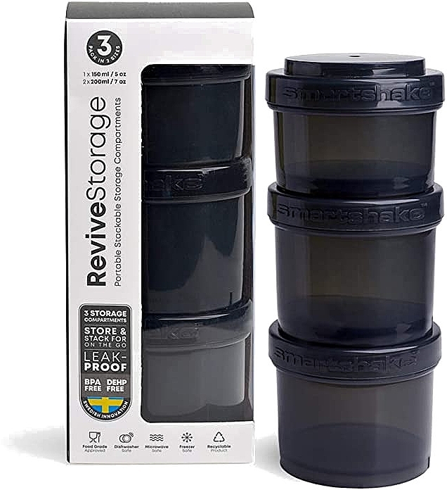 Набор контейнеров для спортивного питания - SmartShake Revive Storage Black (container/150ml + container/2x200ml) — фото N2