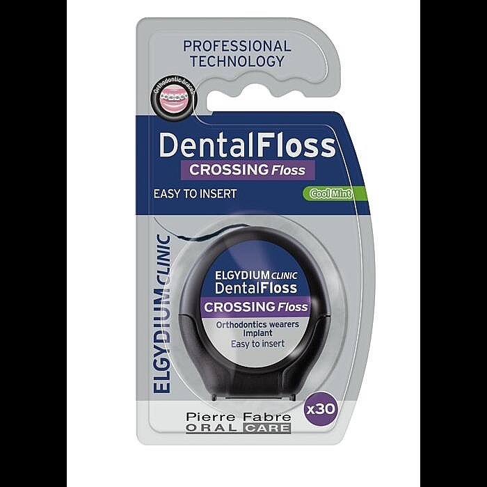 Зубна нитка для ортодонтичних апаратів та імплантатів - Elgydium Clinic Dental Floss Crossing Floss Cool Mint — фото N1