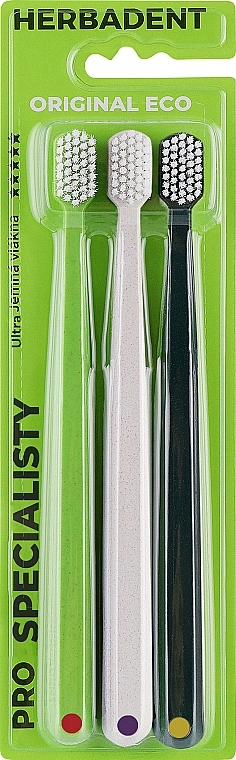 Зубная щетка ультра мягкая, в ЭКО упаковке, 3шт - Herbadent Toothbrush — фото N1