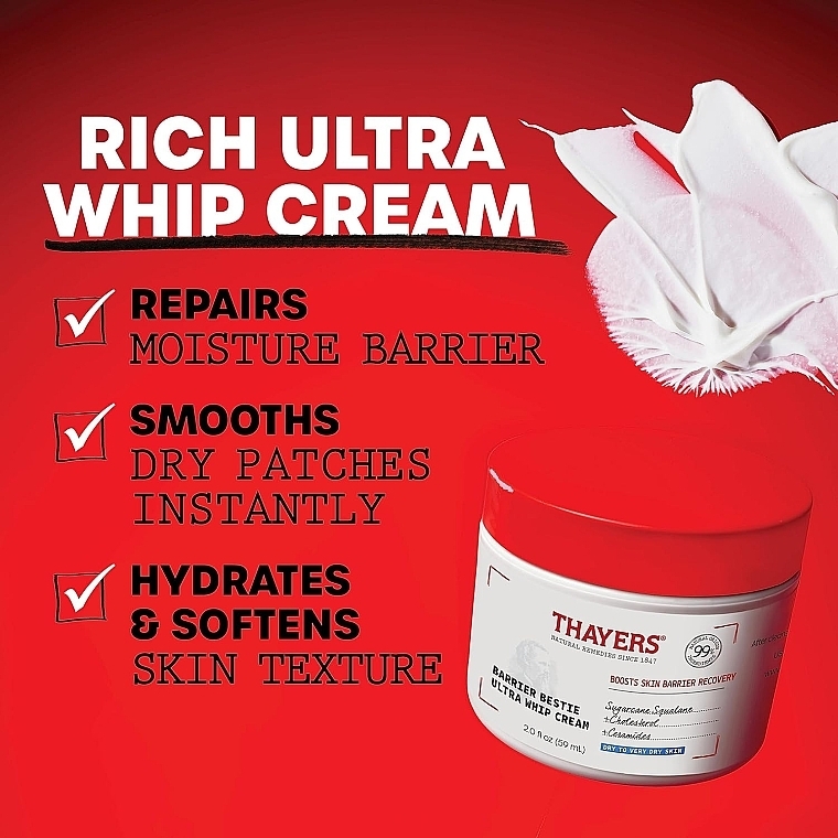 Крем для сухої та дуже сухої шкіри - Thayers Barrier Bestie Ultra Whip Cream — фото N4