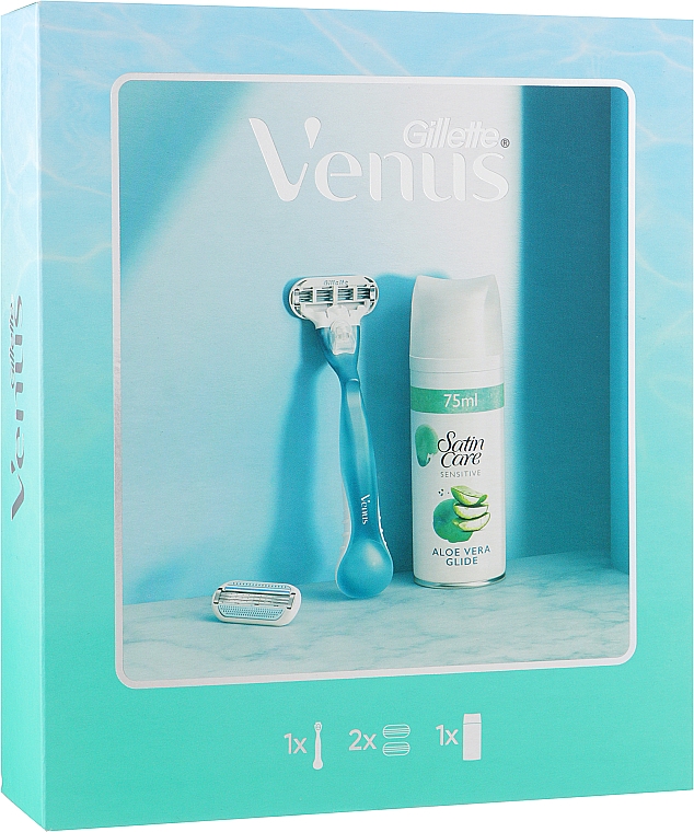 Набір - Gillette Venus Smooth (razor + refil/2pcs + shave/gel/75ml) — фото N1