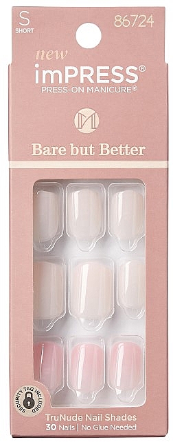 Набор накладных ногтей - Kiss imPress Press-On Manicure Bare But Butter Short — фото N1