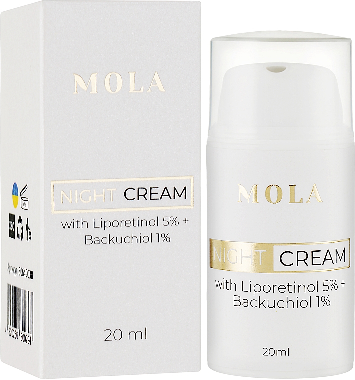 Антивіковий крем для обличчя з ліпоретинолом та бакучіолом - Mola Night Cream — фото N4
