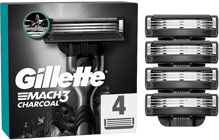 Змінні касети для гоління, 4 шт. - Gillette Mach3 Charcoal — фото N1
