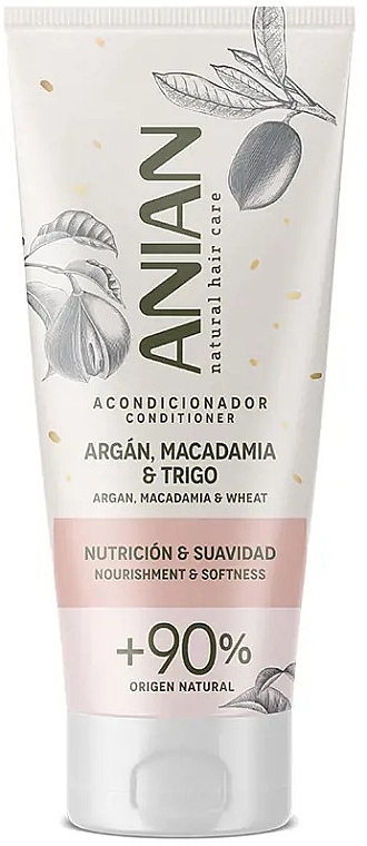 Кондиціонер для сухого та пошкодженого волосся - Anian Natural Argan, Macadamia & Wheat Conditioner — фото N1