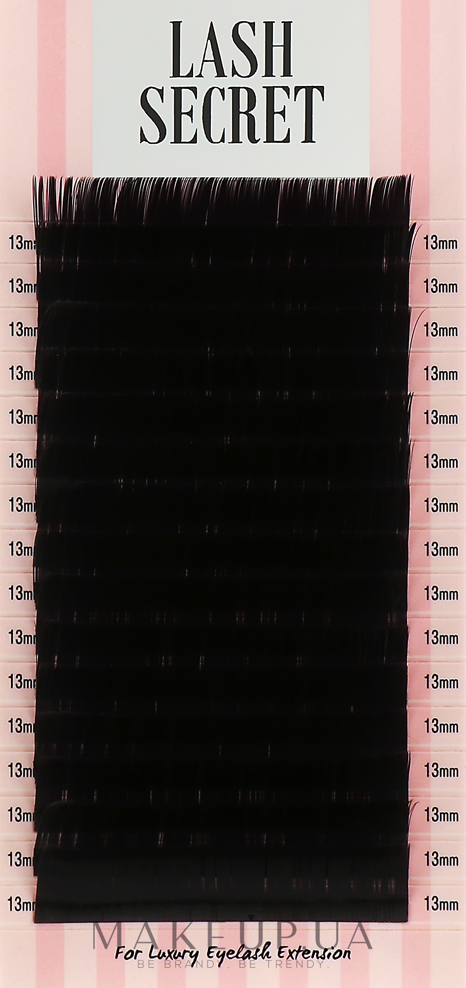 Накладні вії, чорні, 16 ліній (один розмір, 0,05, C, 13) - Lash Secret — фото 1уп