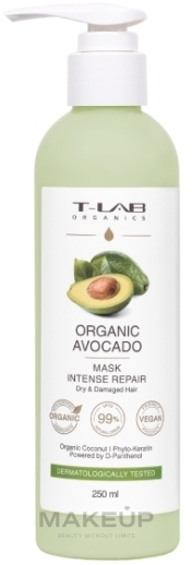 Маска для сухого та пошкодженого волосся - T-Lab Professional Organics Organic Avocado Mask — фото 250ml