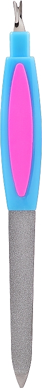 Пилка металева з різцем для кутикули, 77784, синьо-рожева - Top Choice — фото N1