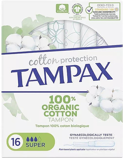 Тампони з аплікатором, 16 шт. - Tampax Cotton Protection Super — фото N1