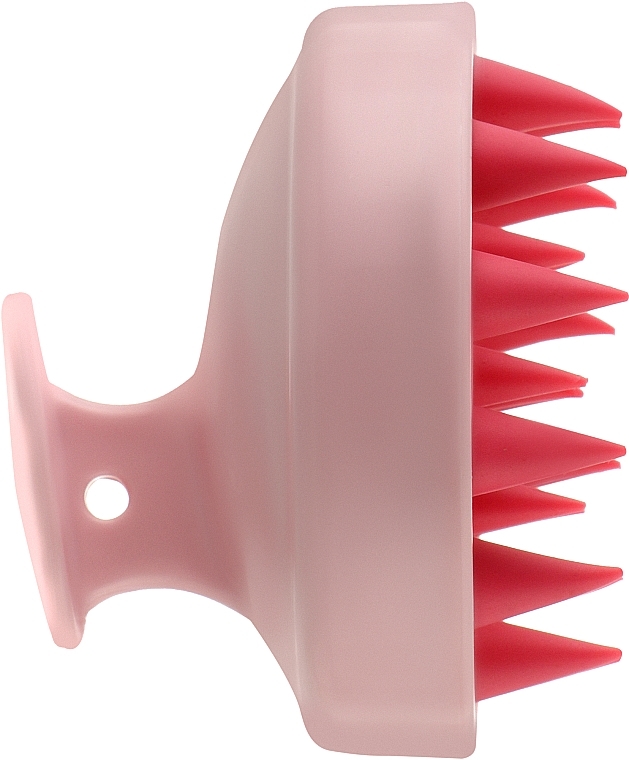 Щетка-массажер силиконовая с ручкой CS041MG, круглая матовая, розово-персиковая - Cosmo Shop — фото N2