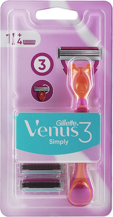 Бритва с 4 сменными кассетами - Gillette Simply Venus 3 — фото N1