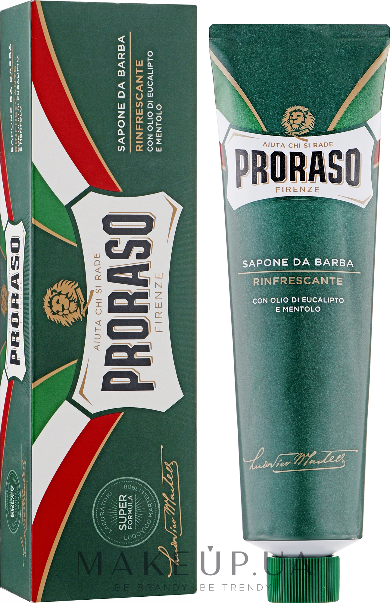 Тонизирующее мыло для бритья с экстрактом эвкалипта и ментола - Proraso Green Line Refreshing Soap (туба) — фото 150ml