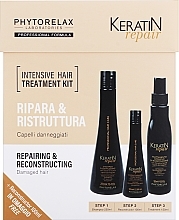 Духи, Парфюмерия, косметика УЦЕНКА Набор - Phytorelax Laboratories Keratin Repair Intensive Hair Treatment Kit (shm/250ml + h/milk/100ml + h/spray/150ml) *