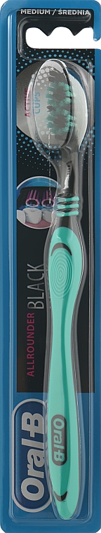 Зубная щетка, средней жесткости, "Всесторонняя чистка", зеленая - Oral-B Allrounder Black Medium — фото N1
